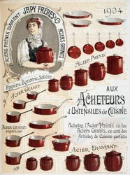An Käufer von Küchenutensilien. Kaufen Sie Phenix Steel oder Granite Steel, dies sind perfekte Küchenartikel - Werbeetikett