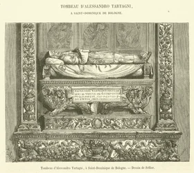 Grab von Alessandro Tartagni, in Saint-Dominique de Bologne (Stich)