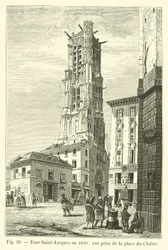 Turm Saint-Jacques, 1830, Ansicht vom Platz des Klosters