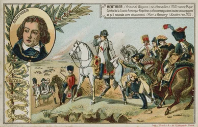 Handelskarte mit einem Bild, das die Schlacht von Wagram darstellt