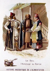 Traditionelles russisches Angebot von Brot und Salz an einen Besucher