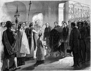 Überführung der Asche von Joseph Bonaparte (1768-1844), König von Neapel und Spanien und Bruder von Napoleon I., in die Kirche der Invaliden, Paris