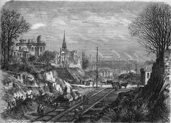 Transformationen von Paris unter dem Zweiten Kaiserreich, Paris haussmannien: Durchbruch des Boulevard Arago. Gravur in 