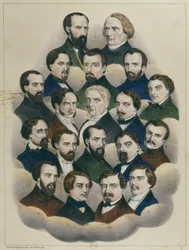 Prozess in Bourges gegen die französischen republikanischen Rädelsführer der Demonstration in Paris am 15. Mai 1848