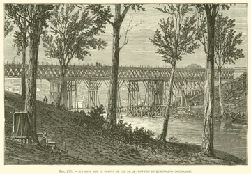 Eine Brücke auf der Eisenbahnstrecke der Provinz Queensland, Australien