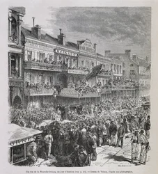 Eine Straße in New Orleans am Wahltag 1875 - in „Le Tour du Monde“, 2. Halbjahr 1876