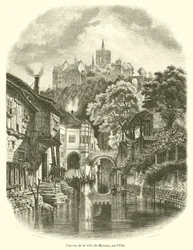 Eine Straße in der Stadt Meißen an der Elbe