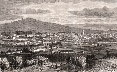 Vesoul - Gemeinde im Grand Est von Frankreich, Präfektur des Departements Haute-Saone in der Region Bourgogne-Franche-Comte - Gravur in „France illustree: geography, history, statistical administration“ von V.-A. Malt-Brown. 1884