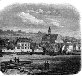 Ansicht von Trouville-sur-Mer mit der neuen Kirche. Calvados
