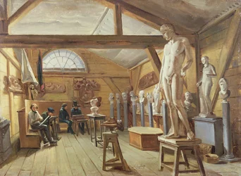Ansicht eines Ateliers in einer Kunstschule, ca. 1840