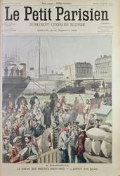 Ansicht der Docks in Marseille während des Seestreiks, von der Titelseite von Le Petit Parisien, 21. Dezember 1902