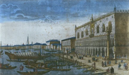 Ansicht des Dogenpalastes und des Canal Grande, Venedig, Italien
