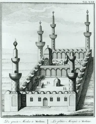 Ansicht der Großen Moschee in Medina vor der Schändung der Gräber durch die wahhabitische Sekte, aus Description de l