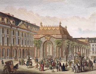 Ansicht des Place de Louis le Grand, mit einem der Räume, gebaut anlässlich der Hochzeit von Monseigneur le Dauphin (Detail)