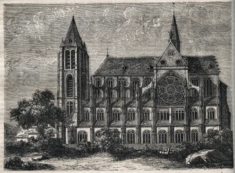 Ansicht der Abtei Saint-Victor, ehemalige Abtei der Regularkanoniker (Augustiner), zerstört 1811 - Gravur in 