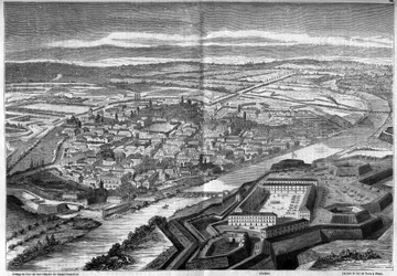 Ansicht der Stadt und Zitadelle von Alexandria in Italien