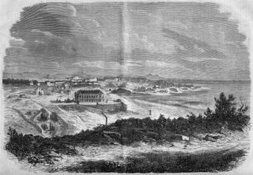 Ansicht der Stadt Biarritz, Pyrenäen-Atlantik (64) im Jahr 1858.