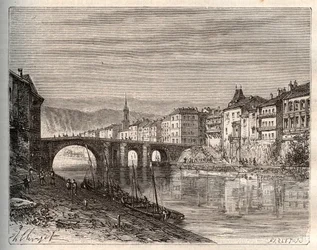 Villeneuve-sur-Lot - Département Lot-et-Garonne - Gravur in „La France illustrée: géographie, histoire, administration statistique“ von V.-A. Malt-Brown. 1884