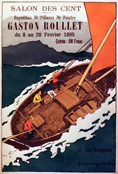 Vintage-Poster für die Ausstellung der Malergalerie von Künstler Gaston Roulette, 1895