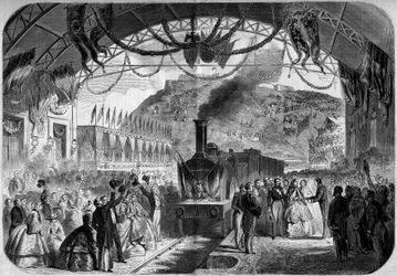 Besuch von Napoleon III. (1808-1873) und der Kaiserin Eugénie (1826-1920) in Cherbourg (Manche, 50)