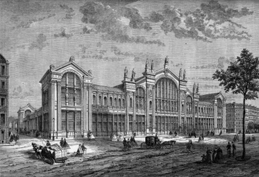 Außenansicht des Gare du Nord in Paris, erbaut vom französischen Architekten Jacques Hittorff (1792-1867)