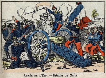 Krieg von 1870 zwischen Frankreich und Preußen: Schlacht von Nuits-Saint-Georges an der Goldküste zwischen den Deutschen und der Ostarmee im Jahr 1870. Epinal Bilder