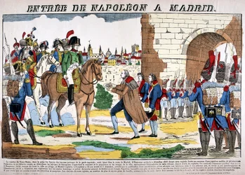 Krieg auf der Iberischen Halbinsel (1807-1814) - Der Einzug Napoleons I. in Madrid am 2.12.1808. Bild von Epinal