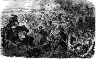 Krieg der Drei Henris (1585-1586): Nach den Ideen der Liga und ihres Anführers Henri de Guise engagierte sich Henri III. im Handel von Nemours, unterzeichnet am 7. Juli