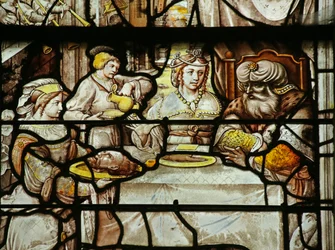 Fenster, das Salome zeigt, wie sie Herodes den Kopf des heiligen Johannes des Täufers präsentiert