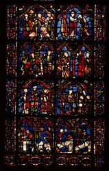 Fenster mit Szenen aus dem Leben des Hl. Cheron