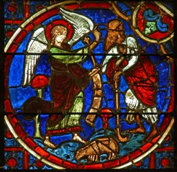 Fenster mit Darstellung der Verkündigung an die Hirten
