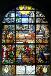 Fenster, das die mystische Weinpresse darstellt, 1612-22
