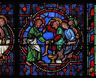 Fenster w02, Darstellung von Christus wäscht seinen Jüngern die Füße