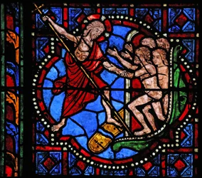 Fenster w02, Darstellung der Höllenfahrt Christi