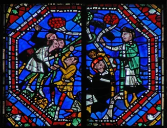 Fenster w104a Darstellung des Heiligen Martin und das Wunder des Kieferbaums