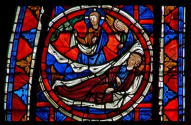 Fenster w109 zeigt St. Martin träumt, dass er Christus trifft