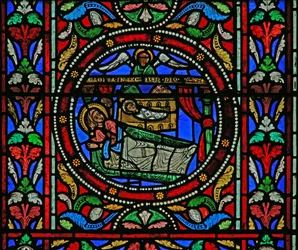 Fenster w13, die Geburt Christi darstellend