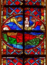 Fenster w211 zeigt die Seele des St. Vincent wird von Engeln getragen