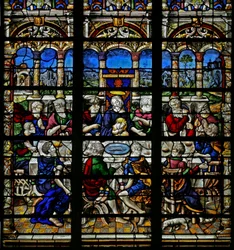 Fenster w22, das letzte Abendmahl darstellend