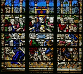 Fenster w22, das letzte Abendmahl darstellend