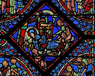 Fenster w2 zeigt die Geburt Christi