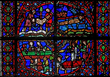 Fenster w39, Darstellung von Szenen aus dem Leben des St. Laurentius