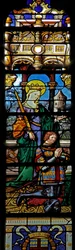 Fenster w3 mit der heiligen Barbara und einem Stifter