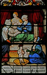 Fenster w3 mit der Geburt von St. Nikolaus