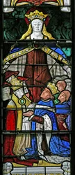 Fenster w4, Jungfrau Maria als Beschützerin, Papst Paul II. und König Ludwig XI.