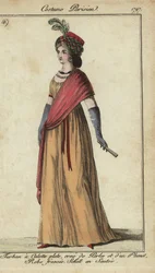 Frau mit Turban und gekreuztem Schal