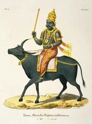 Yama, Gott der unsichtbaren Welt, graviert von C. de Motte (1785-1836)