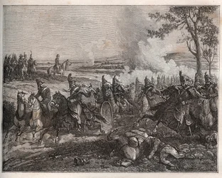 Schlacht von Castiglione: In seinem Italienfeldzug besiegt Napoleon die Österreicher unter Wurmser und zwingt sie zum Rückzug nach Mantua. 5. August 1796 - Neue Nationalenzyklopädie von Maurice La Charest - 1870