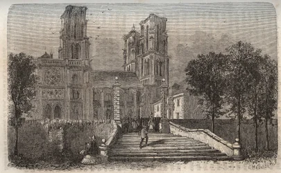 Kathedrale Notre-Dame de Laon (1150-1180), Aisne - Gravur in 