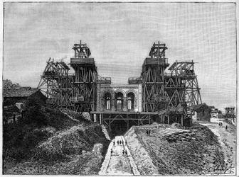 Die Baustelle der Kirche Sacré-Cœur in Montmartre, in „Die illustrierte Welt“ 1886
